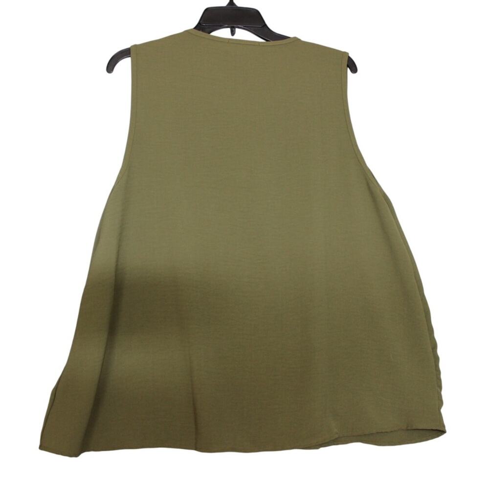 Perfect Peach Notch Neck Sleeveless Woven Top Army Green NWT Womens Size Large - Picture 5 of 6
